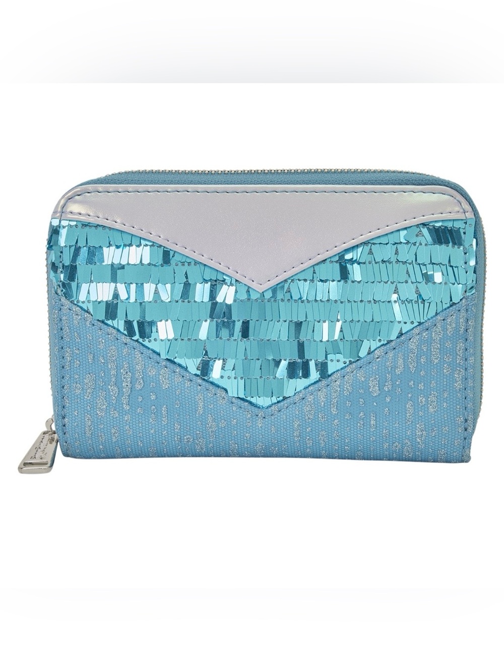NWT Disney Frozen Princess Elsa Glitter Sequin Zip Around Wallet Cosplay Sequin
